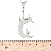 201 Stainless Steel Hollow Moon with Castle and Prayer Pendant Necklaces for Ramadan & Eid Mubarak NJEW-D318-05P-5
