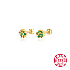 Real 18K Gold Plated 925 Sterling Silver Flower Stud Earrings TL5591-10-1