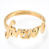 Ion Plating(IP) 304 Stainless Steel Heart with Word Forever Adjustable Ring RJEW-T027-05G-3