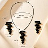 Irregular Geometry Acrylic with Imitation Leather Cord Pendant Necklace & Stud Earring Sets FS-WGB043E-01-2