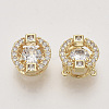 Brass Micro Pave Clear Cubic Zirconia Charms ZIRC-T011-15G-NF-2