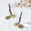 2Pcs Brass Lucky Cat & Coins Five Emperor Money Feng Shui Coins Pendant HJEW-LP0002-82-1