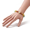 Dyed Natural & Synthetic Mixed Gemstone & Brass Virgin Mary Beaded Stretch Bracelet BJEW-JB09321-4