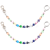 2Pcs Glass Cat Eye Beads Keychain HJEW-SC0002-23-1