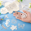 16Pcs 16 Styles 201 Stainless Steel Etched Metal Embellishments Connector Charms STAS-TA0003-39-6