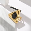 Triangle 304 Stainless Steel Rhinestone Open Cuff Rings for Women RJEW-M048-03P-5