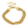 304 Stainless Steel 3-Strand Rope Chain Bracelets for Women LS-BJEW-G707-02G-1