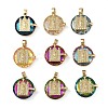 Brass Micro Pave Cubic Zirconia with Glass Pendents KK-Q815-05G-1