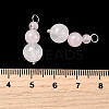 Natural Rose Quartz Round Beaded Pendants PALLOY-JF02867-04-3