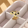 Irregular 304 Stainless Steel Enamel Wide Open Cuff Rings for Women RJEW-G338-12G-02-3