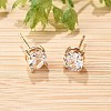 Flat Round Brass Pave Cubic Zirconia Stud Earrings for Women EJEW-G428-29A-02-3