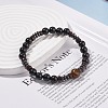 Natural Tiger Eye & Coconut & Wood Beaded Stretch Bracelet BJEW-JB08267-2