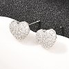 Brass Micro Pave Clear Cubic Zirconia Stud Earrings EJEW-G471-31P-03-3