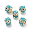 Eye & Star Pattern Rack Plating Brass Micro Pave Cubic Zirconia European Beads with Enamel KK-G512-01G-2