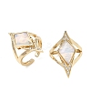 Brass Micro Pave Cubic Zirconia Cuff Rings for Women GG-CBA7610-11G-03-4