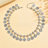 Vintage Alloy & Iron Embossed Coin Tassel Necklaces for Women WG1C655-02-1