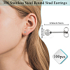 100Pcs 304 Stainless Steel Round Stud Earrings EJEW-BBC0002-05C-P-2