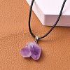 Natural Amethyst Pendant Necklaces NJEW-E146-01-2