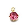Flat Round Brass with Glass Charms KK-G525-01G-02-1