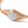 Natural Aquamarine & Pearl Cuff Bangle BJEW-JB10119-01-3