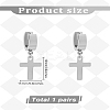 2Pcs 304 Stainless Steel Cross Hoop Earrings for Women EJEW-LP0001-12P-2