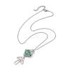 Natural Green Aventurine Interchangeable Holder Pendant Necklace for Women NJEW-JN04631-01-4