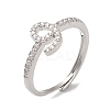 Rack Plating Brass Cubic Zirconia Arabic Letters Adjustable Rings for Women RJEW-S407-10P-05-1
