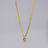 Oval Stainless Steel Clear Cubic Zirconia Pendant Necklaces & Curb Chain Bracelets Sets FS-WG5D0A2-01-2