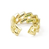 Cubic Zirconia Rhombus Open Cuff Ring RJEW-I091-01G-4