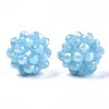 Electroplate Glass Round Woven Beads X-GLAA-T024-01C-2