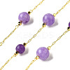 Handmade Natural Amethyst & Dyed White Jade Round Beaded Chains CHC-F020-01G-01-1