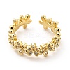 Clear Cubic Zirconia Flower Wrap Open Cuff Ring X-KK-H439-13G-2