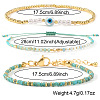 3Pcs 3 Styles Brass & Glass & Natural Green Aventurine Beaded Braclet Set WN5918-1-4