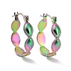 Ion Plating(IP) Rainbow Color 304 Stainless Steel Oval Wrap Hoop Earrings for Women EJEW-G293-29M-1