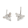 Brass Micro Pave Clear Cubic Zirconia Stud Earrings EJEW-R016-26P-11-4