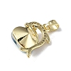 Real 18K Gold Plated Rack Plating Brass Micro Pave Clear Cubic Zirconia Pendants KK-C015-22G-01-2