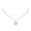 Natural Aquamarine & Seed Flower Pendant Necklace NJEW-MZ00019-02-4