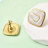 Rhombus 201 Stainless Steel Enamel Stud Earrings EJEW-Z151-12G-01-4