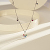 925 Sterling Silver Micro Pave Cubic Zirconia Pendant Necklaces NJEW-K272-02P-2