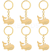 6Pcs Whale Stainless Steel Pendants Keychain KEYC-BBC0001-12A-1