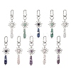 Copper Wire Wrapped Natural Gemstone Pointed Bullet Pendant Decorations HJEW-JM03103-1