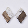 Transparent Resin & Walnut Wood Pendants RESI-T042-01-A02-1