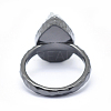 Electroplate Natural Druzy Quartz Crystal Finger Rings RJEW-I055-02B-RS-3
