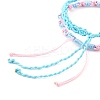 2Pcs 2 Colors Peach Blossom Braided Cord Bracelet BJEW-JB07610-03-5