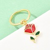 Adjustable Brass Enamel Pendant Finger Rings for Women LS-RJEW-A090-03G-3