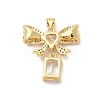 Rack Plating Brass Micro Pave Cubic Zirconia Pendants KK-B068-09G-2