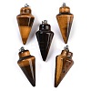 Natural Tiger Eye Gemstone Pointed Pendants G-K384-01P-07-1