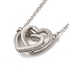 Rack Plating Brass Micro Pave Cubic Zirconia Heart Pendant Necklaces NJEW-H168-02P-2
