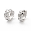 Square Pattern Rack Plating Brass Clear Cubic Zirconia Hoop Earrings for Women EJEW-G409-02P-1