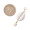 3Pcs 3 Styles Natural Cowrie Shell  Copper Wire Wrapped Glass Pearl Pendants PALLOY-JF03503-2